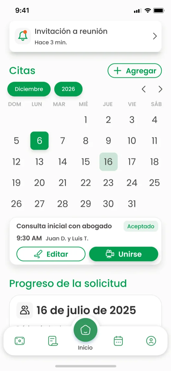 Pantalla de inicio de la app TerraImm